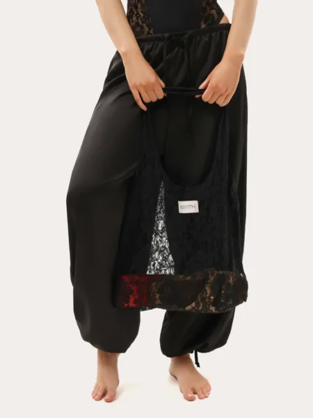 Koronkowa torba shopper - Czarny