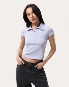Koszulka chabrowa dopasowana polo