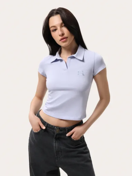Koszulka chabrowa dopasowana polo