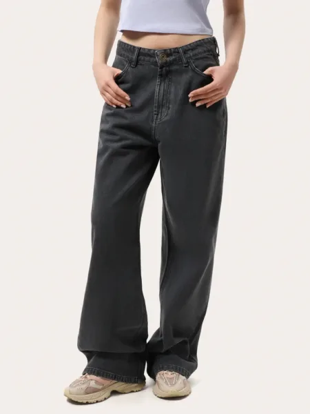 Jeansy damskie wide leg - Szary